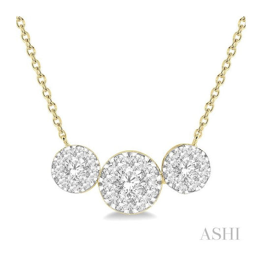 ASHI Round Shape Past Present & Future Lovebright Essential Diamond Necklace 99621PPFGNKYW