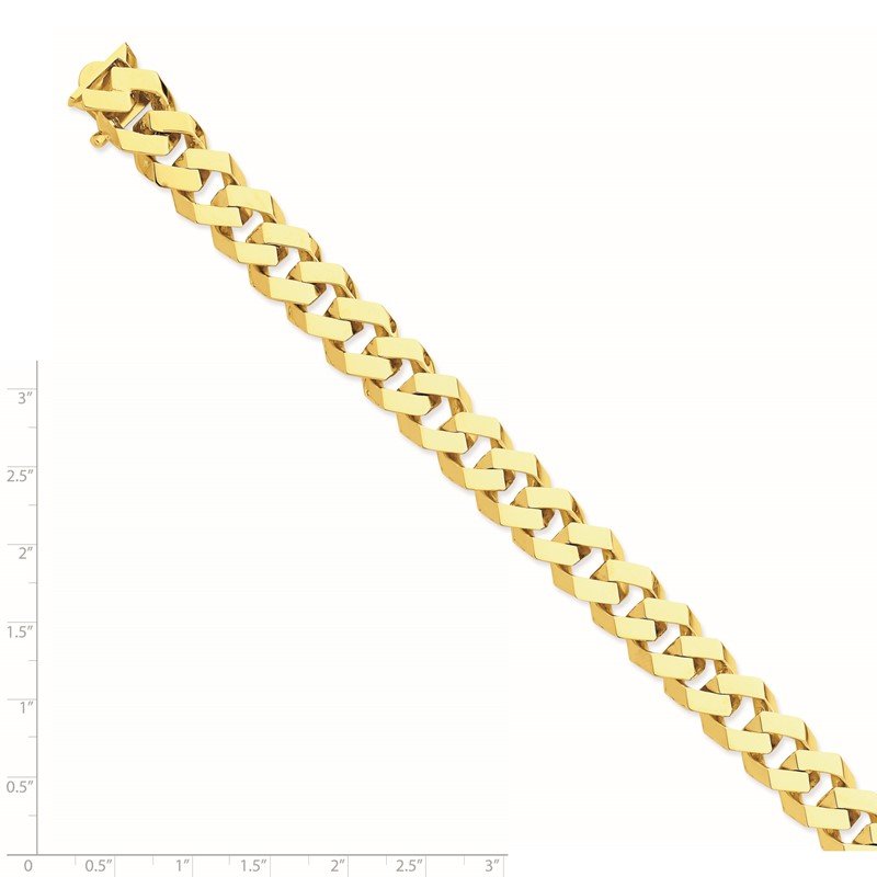 Quality Gold 14K 8 inch 11.5mm Hand Polished Fancy Link with Box Catch Clasp Bracelet LK159