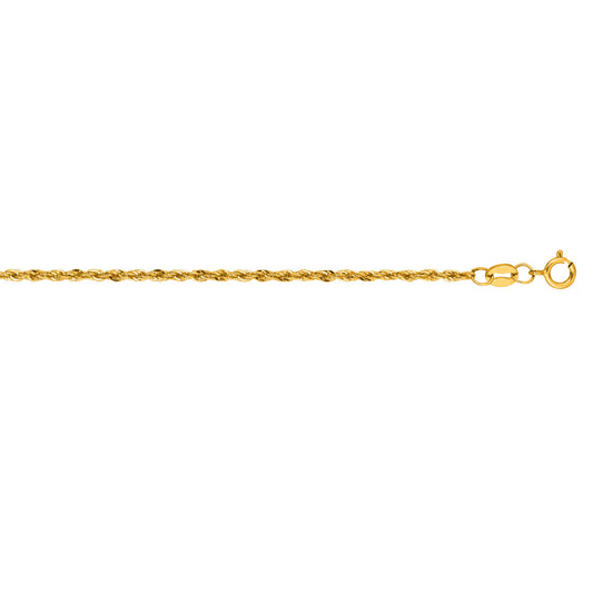 Yellow Gold Diamond Cut/ Textured Diamond Cut Lite Rope Necklace