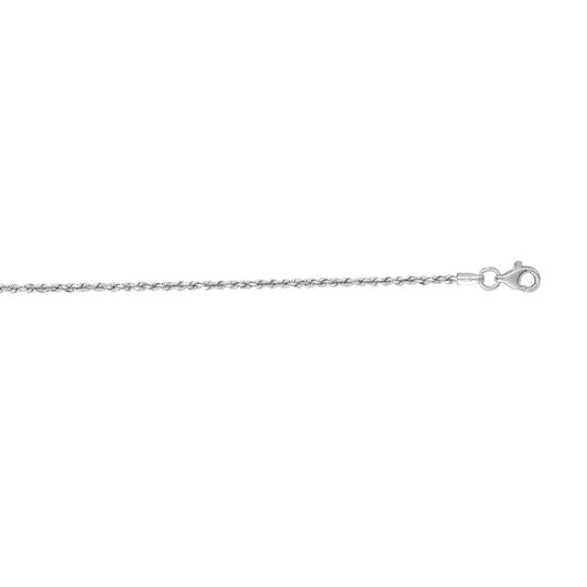 White Gold Diamond Cut/ Textured Solid Diamond Cut Royal Rope Necklace