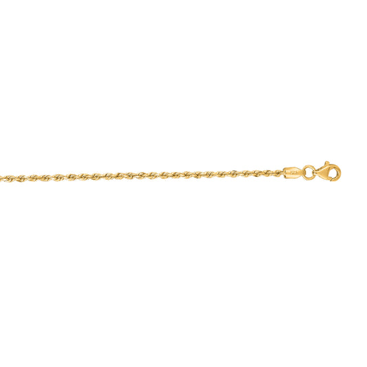 Yellow Gold Diamond Cut/ Textured Solid Diamond Cut Royal Rope Anklet