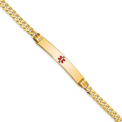 Quality Gold 14K Medical Red Enamel Curb Link ID Bracelet XM567CR