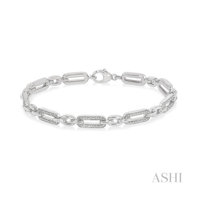 ASHI Silver Paper Clip Diamond Fashion Bracelet 88868PPSSSLTB