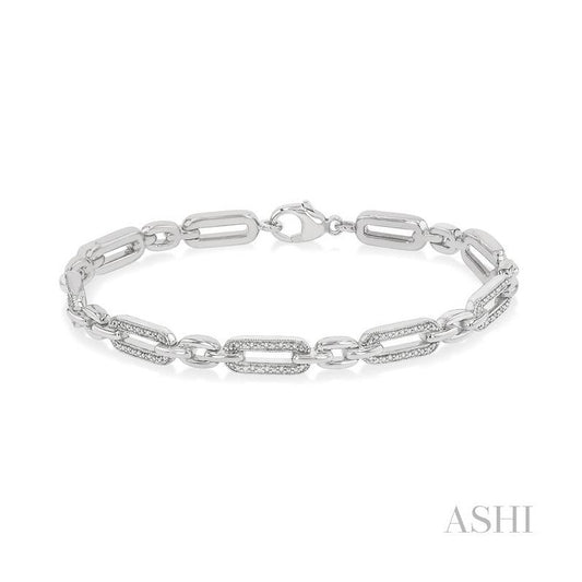ASHI Silver Paper Clip Diamond Fashion Bracelet 88868PPSSSLTB