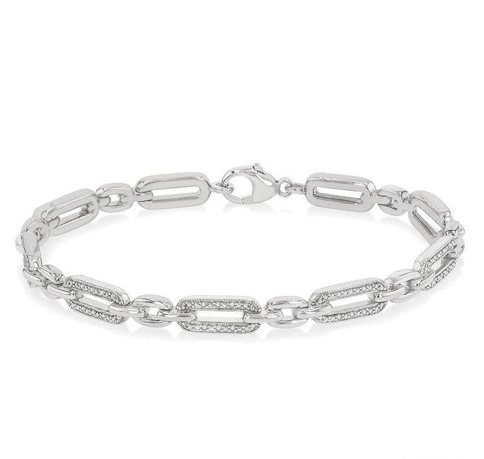 Parkplace Jewelers Silver Paper Clip Diamond Fashion Bracelet 88868PPSSSLTB