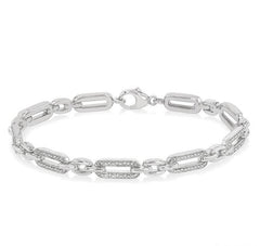 Parkplace Jewelers Silver Paper Clip Diamond Fashion Bracelet 88868PPSSSLTB