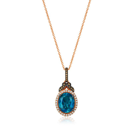 Le Vian 14K Strawberry Gold® Deep Sea Blue Topaz™ 3 cts. Pendant TREZ 29