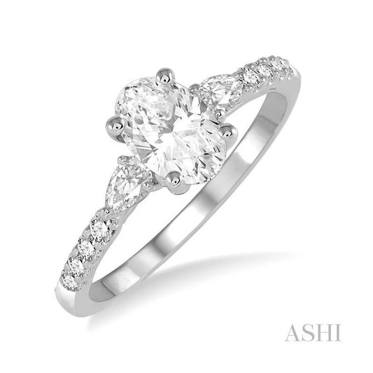 ASHI Oval Shape Diamond Engagement Ring 23712PPFHWG-LE-OV