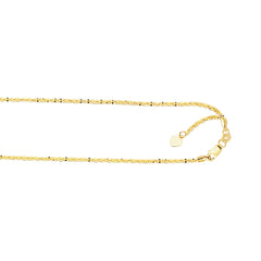 Yellow Gold Diamond Cut/ Textured Adjustable Sparkle Necklace