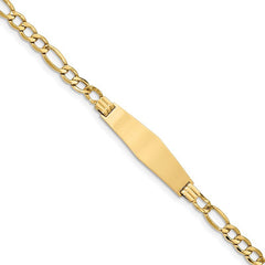 Quality Gold 14k Polished Semi-Solid Soft Diamond Shape Figaro ID Bracelet DCID135C