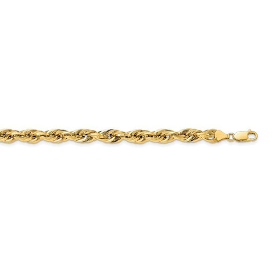 Quality Gold 14K 8 inch 7mm Semi Solid Rope with Lobster Clasp Chain BC194