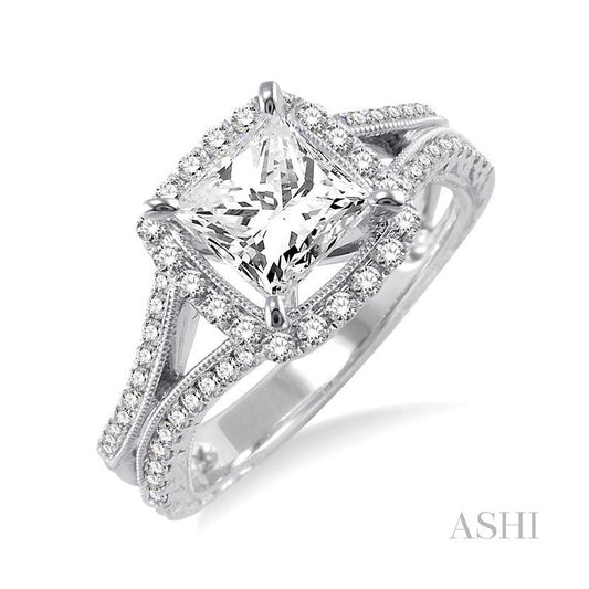 ASHI Princess Shape Halo Diamond Engagement Ring 22680PPFVWG-LE-1.15