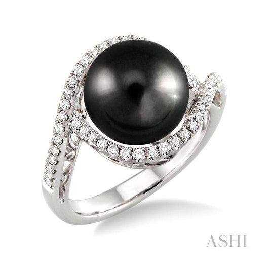 ASHI Black Pearl & Diamond Ring 55685PPFHBPWG
