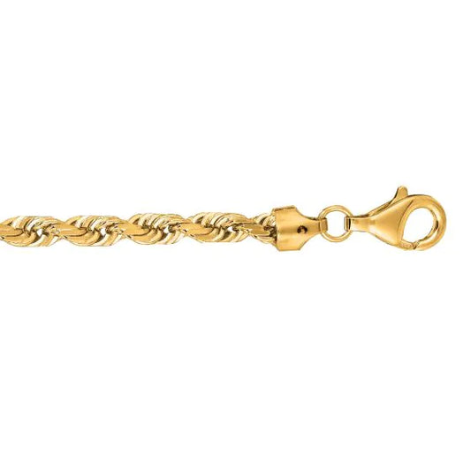 Yellow Gold Diamond Cut/ Textured Solid Diamond Cut Royal Rope Bracelet