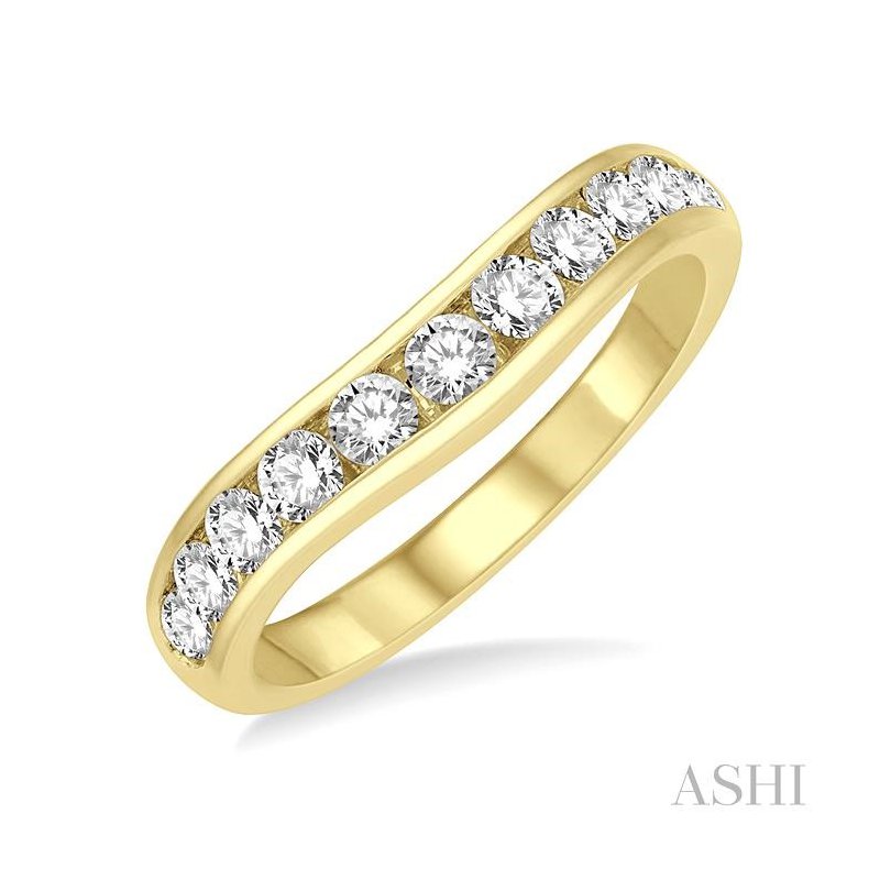 ASHI Curved Diamond Wedding Band 30352PPFGYG