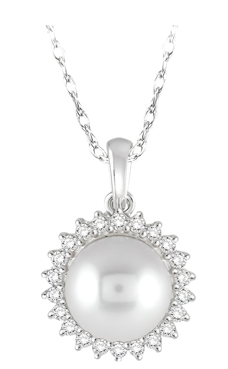 Parkplace Jewelers Pearl & Halo Diamond Pendant 56807PPFHPDWG