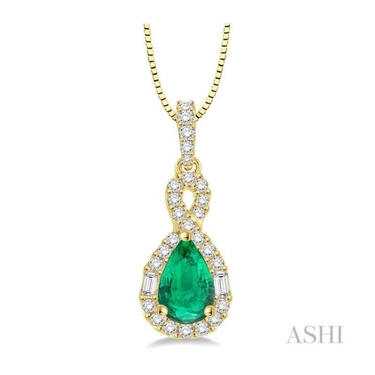 ASHI Pear Shape Gemstone & Halo Diamond Pendant 58535PPFHPDEMYG