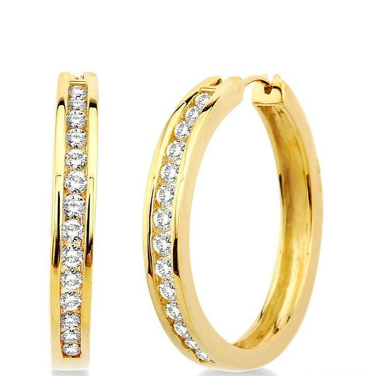 Parkplace Jewelers Channel Set Diamond Hoop Earrings 62081PPFNER