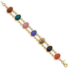 Quality Gold 14k 7 Stone Scarab 7 inch Bracelet X9