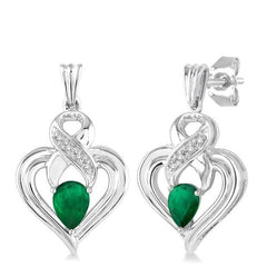 Parkplace Jewelers Silver Heart Shape Gemstone & Diamond Fashion Earrings 88709PPSSEMSLER