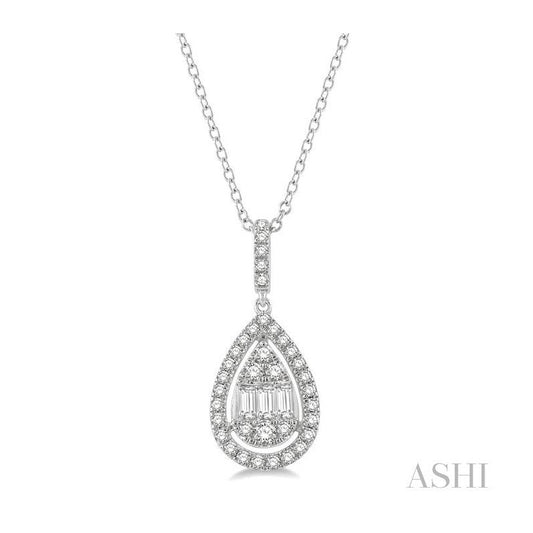 ASHI Pear Shape Halo Fusion Diamond Pendant 932H5PPFHPDWG
