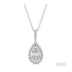 ASHI Pear Shape Halo Fusion Diamond Pendant 932H5PPFHPDWG