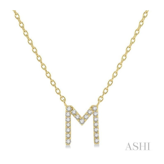 ASHI Block 'M' Initial Diamond Pendant 912F9PPFSPDYG-M