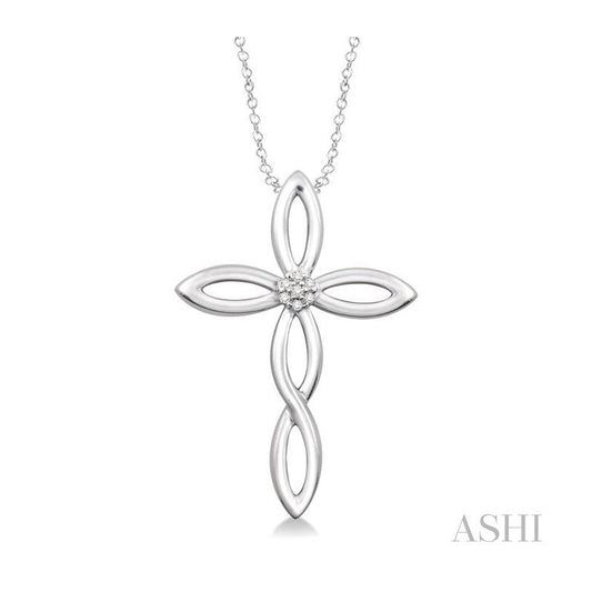 ASHI Silver Cross Diamond Pendant 86659PPSSSLPD