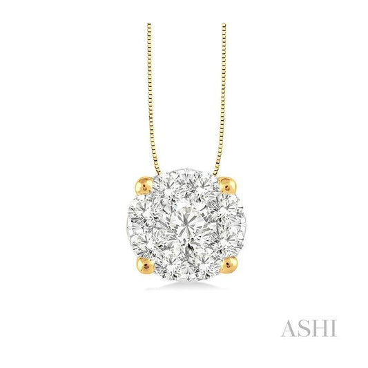 ASHI Round Shape Lovebright Essential Diamond Solitaire Pendant 91755PPFVPDYW