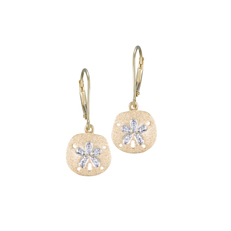 Denny Wong Designs Yellow Gold Sanddollar Leverback Earrings UESD-10SD-DLB