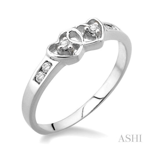 ASHI Silver Twin Heart Shape 2 Stone Diamond Fashion Ring 86718PPSXSLRG