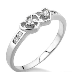 Parkplace Jewelers Silver Twin Heart Shape 2 Stone Diamond Fashion Ring 86718PPSXSLRG