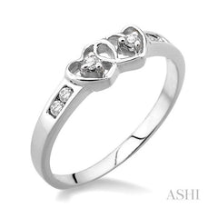 ASHI Silver Twin Heart Shape 2 Stone Diamond Fashion Ring 86718PPSXSLRG
