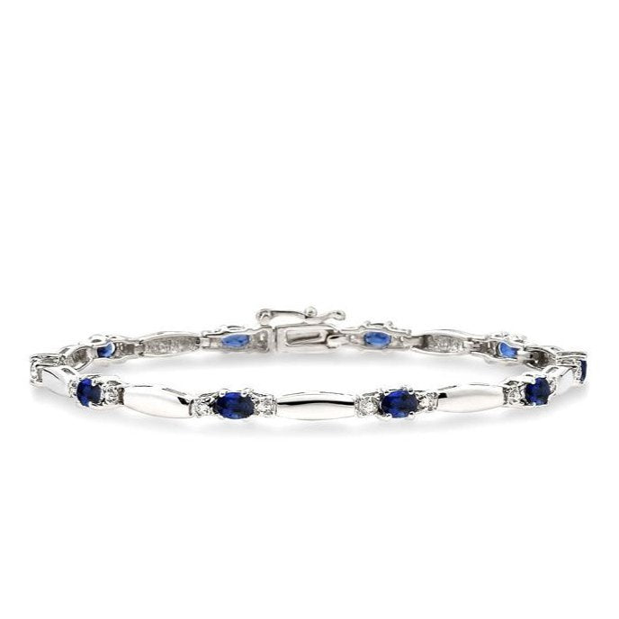Parkplace Jewelers Oval Shape Gemstone & Diamond Bracelet 76790PPTSSPWG