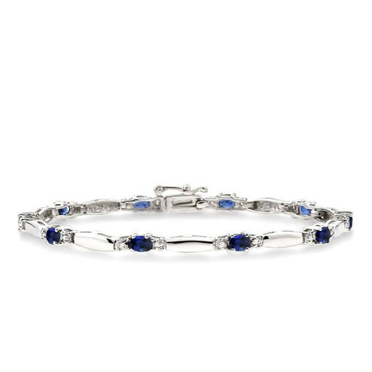 Parkplace Jewelers Oval Shape Gemstone & Diamond Bracelet 76790PPTSSPWG