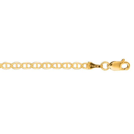 Yellow Gold Diamond Cut/ Textured Mariner Anklet
