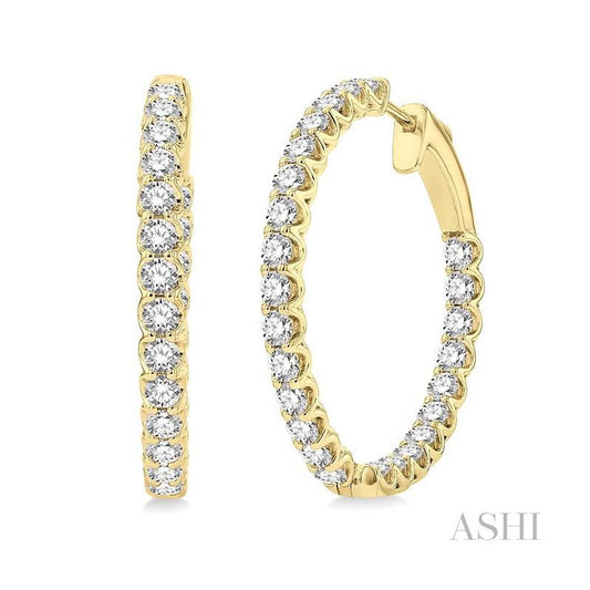 ASHI Inside-Out Diamond Hoop Earrings 622B0PPFGERYG-3.00