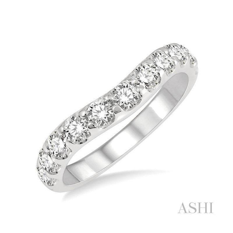 ASHI Curved Diamond Wedding Band 30341PPFGWG