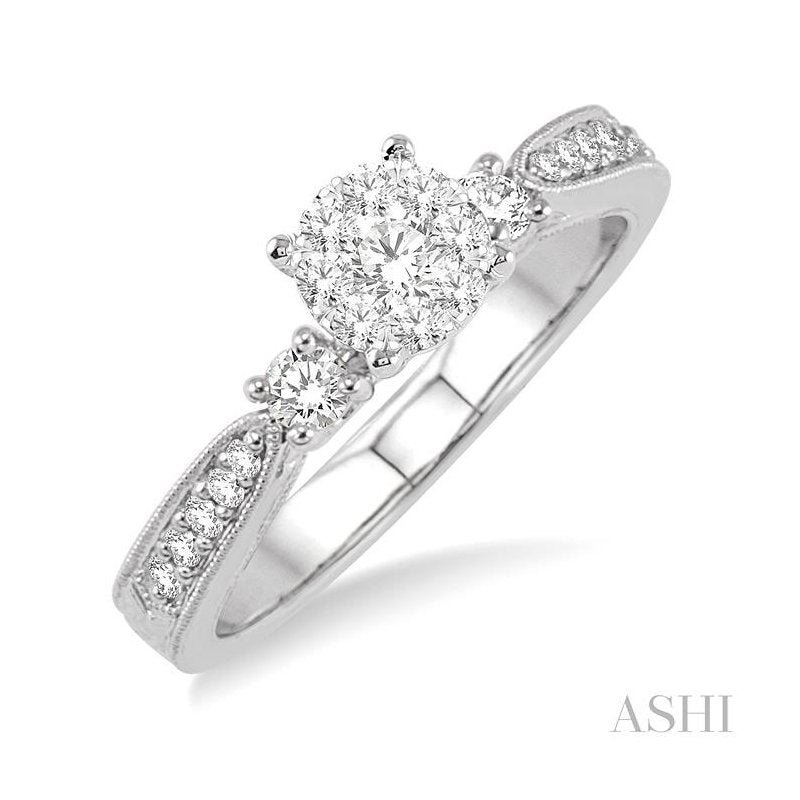 ASHI Round Shape Lovebright Diamond Engagement Ring 15325PPFGWG-LE