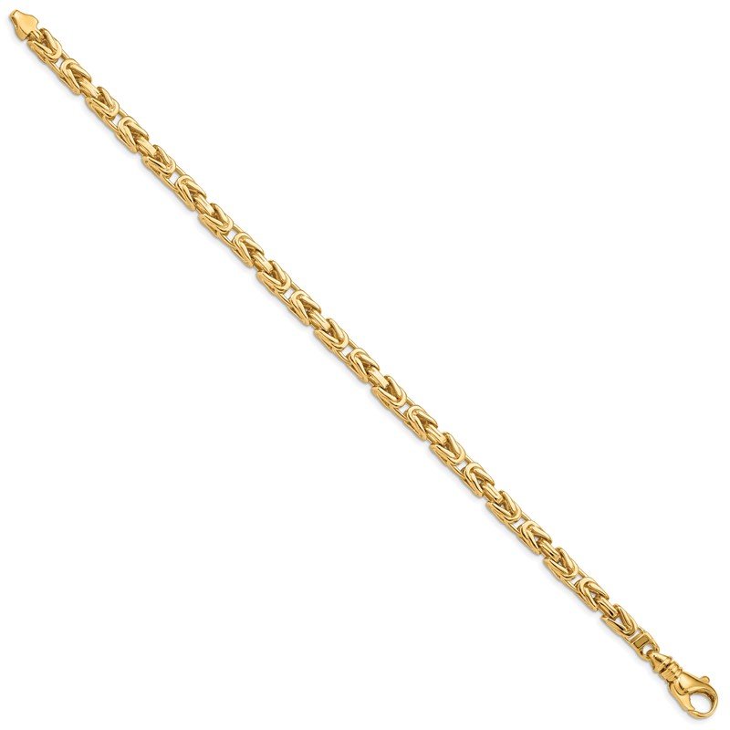 Quality Gold 14K 8.75 inch 4.1mm Hand Polished Byzantine Link with Fancy Lobster Clasp Bracelet LK745