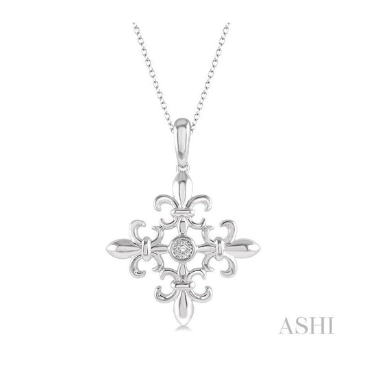 ASHI Silver Fleur De Lis Diamond Fashion Pendant 88789PPSSSLPD