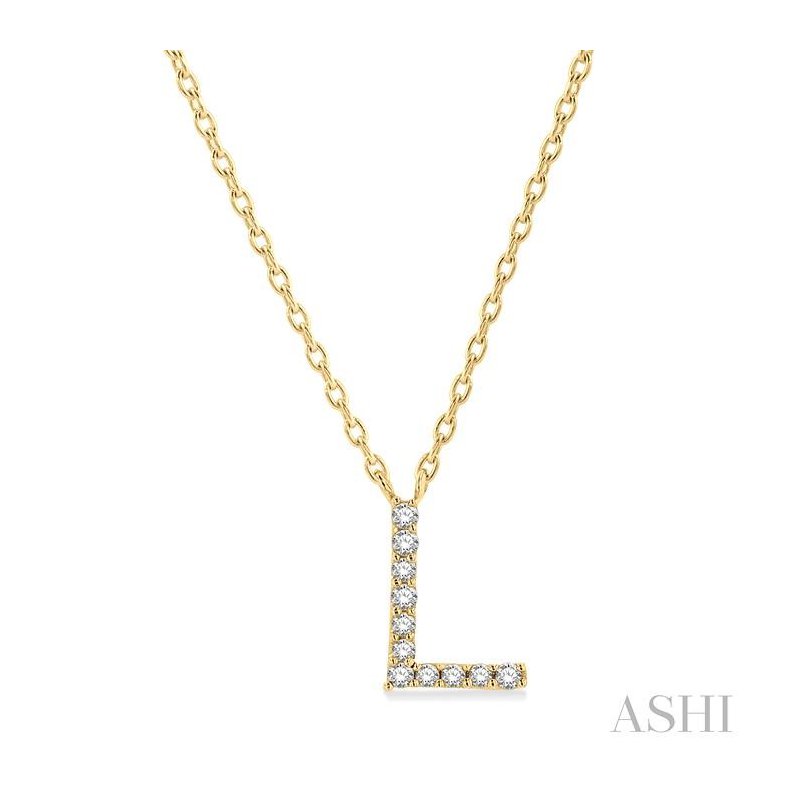 ASHI Block 'L' Initial Diamond Pendant 912F9PPTSPDYG-L