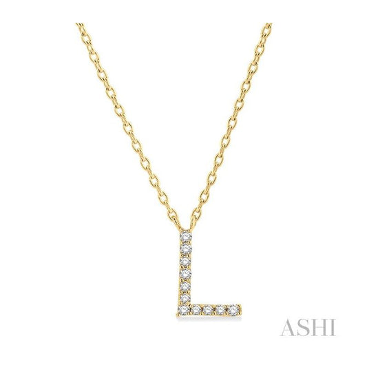 ASHI Block 'L' Initial Diamond Pendant 912F9PPTSPDYG-L
