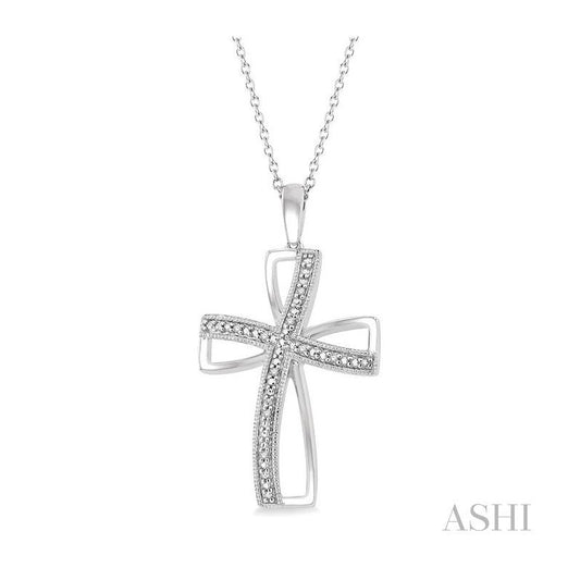 ASHI Silver Cross Diamond Pendant 84129PPSSSLPD