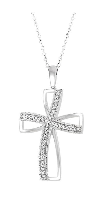 Parkplace Jewelers Silver Cross Diamond Pendant 84129PPSSSLPD