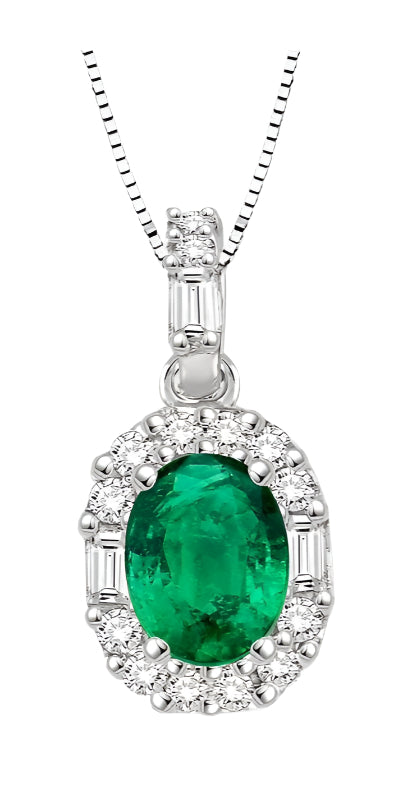 Parkplace Jewelers Oval Shape Gemstone & Halo Diamond Pendant 58526PPFHPDEMWG