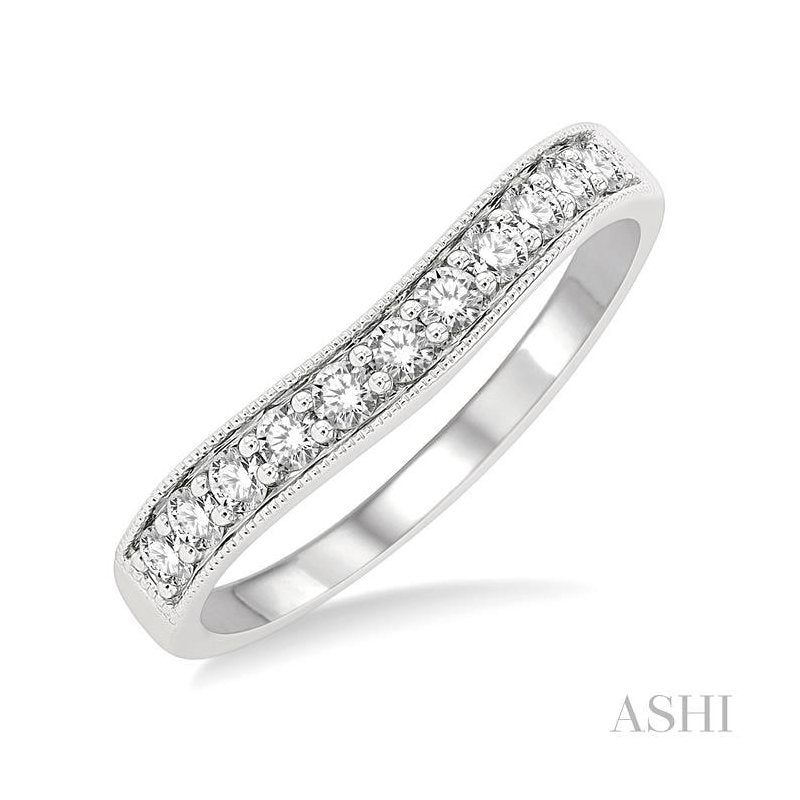 ASHI Curved Diamond Wedding Band 30365PPFGWG