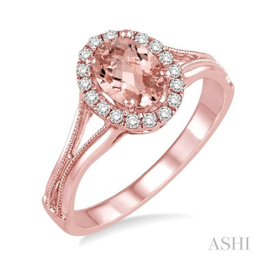 ASHI Oval Shape Gemstone & Halo Diamond Ring 40728PPFXMOPG