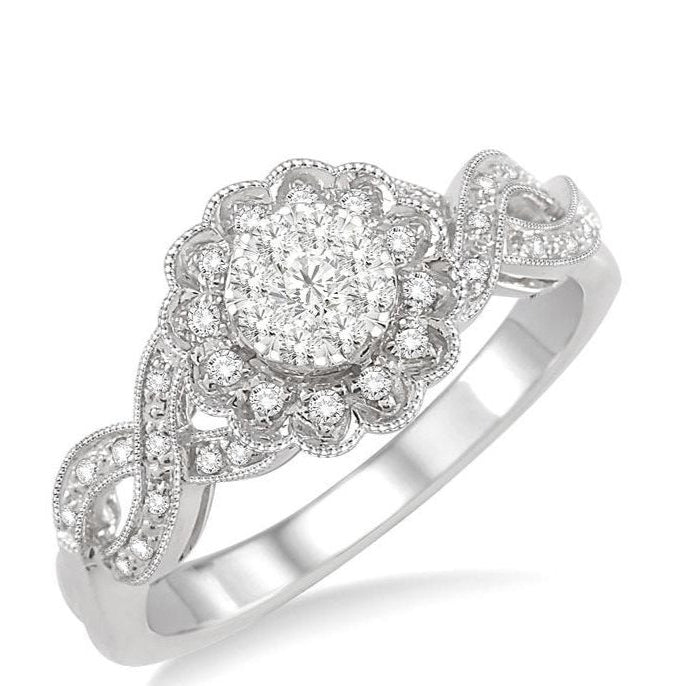 Parkplace Jewelers Round Shape Lovebright Diamond Flower Fashion Ring 157F5PPFHWG
