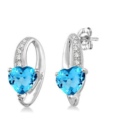 Parkplace Jewelers Silver Heart Shape Gemstone & Diamond Fashion Earrings 88559PPSSBTSLER